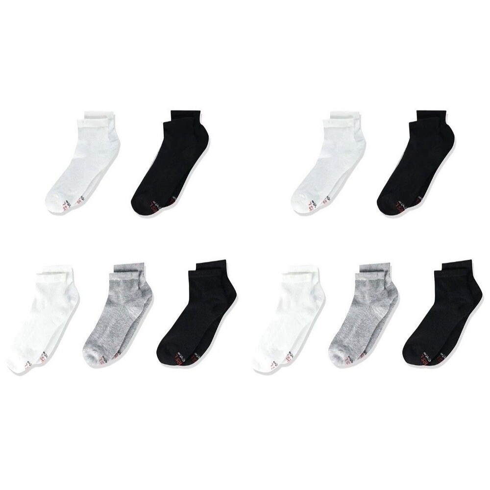 Hanes Premium Boys’ 10-Pack Cushioned Ankle Socks M/M 9–2.5 Black Gray White